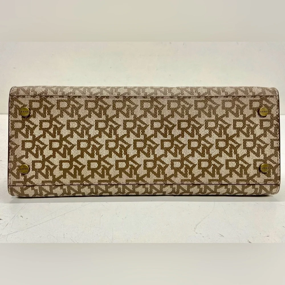 For LIVE show. DKNY Bryant Monogram Canvas Top Handle Purse with chain strap. - Picture 5 of 6